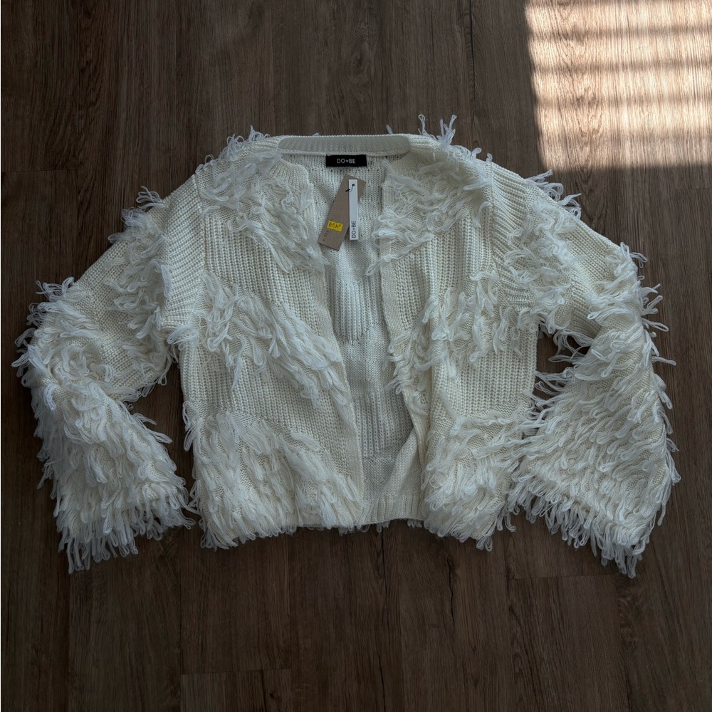 DO+BE Cream Textured Knit Cardigan